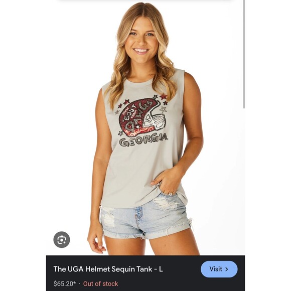Stewart Simmons Georgia Bulldogs Sequin Helmet Tank Top Medium UGA Dawgs Gameday - Picture 2 of 10